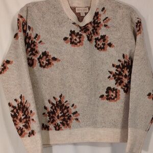 Knox Rose Crew Neck with Pastel Flower Sweater Boxy Oversized SzXS Cottagecore